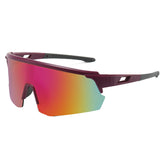 (12 PACK) Wholesale Sports Sunglasses New Arrival Outdoor Windproof Unisex Cycling Sport 2024 - BulkSunglassesWholesale.com - Purple Frame Purple Mirrored